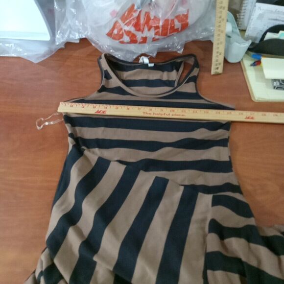 Cristinalove Dress Women's Size Medium Stretchy Striped Black Brown - Picture 8 of 13